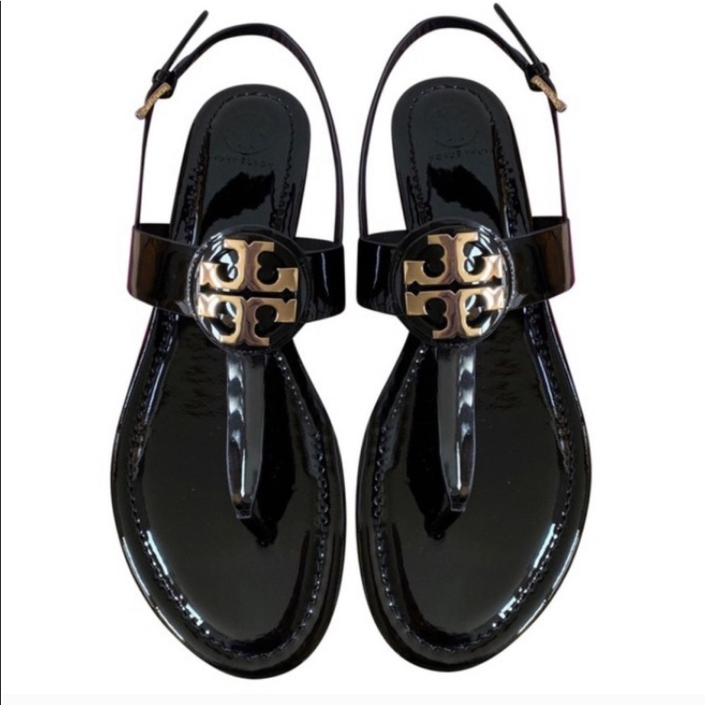 Tory Burch Claire sandals Patent Black Sz 7